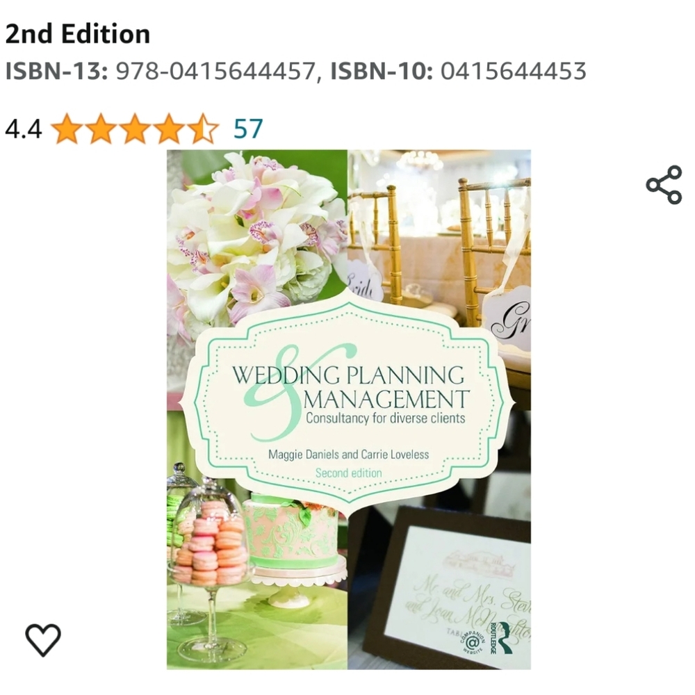 Wedding Planning & Management by Maggie Daniels & Carrie Loveless 2nd edition